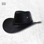 Chapeau cowboy en cuir noir élégant et durable