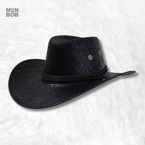 Chapeau cowboy en cuir noir élégant et durable