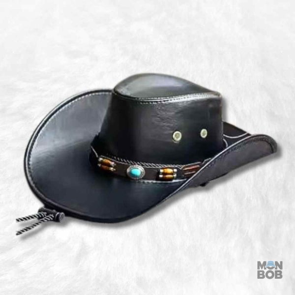 Chapeau Cowboy Cuir noir pour Femme élégant et stylé