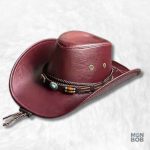 Chapeau cowboy en cuir rouge pour femme