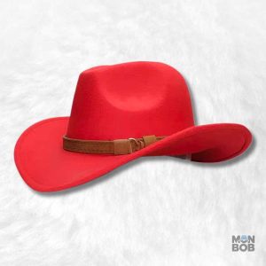 Chapeau cowboy femme rouge élégant et tendance
