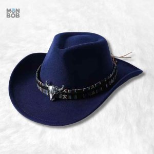 Chapeau Cowboy en feutre bleu élégant