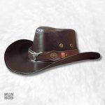 Chapeau cowboy en cuir café pour homme