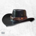 Chapeau Cowboy en cuir noir pour homme