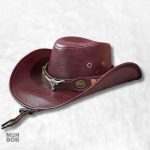 Chapeau cowboy en cuir rouge pour homme