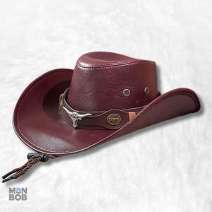 Chapeau cowboy en cuir rouge pour homme
