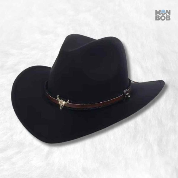 Chapeau cowboy noir pour homme, style classique et intemporel
