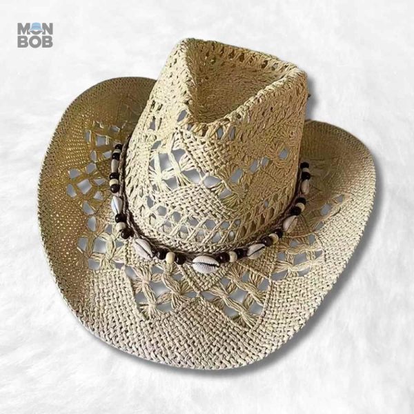 Chapeau Cowboy en Paille beige, accessoire de mode tendance