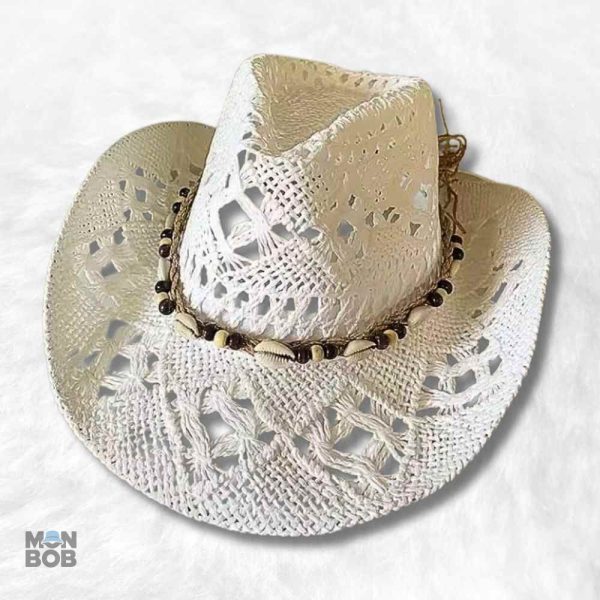 Chapeau Cowboy en Paille blanc
