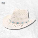 Chapeau cowboy femme en paille blanche