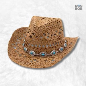 Chapeau cowboy paille marron pour femme élégant et tendance