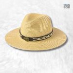 Chapeau cowboy en paille beige pour homme