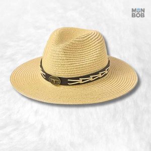 Chapeau cowboy en paille beige pour homme