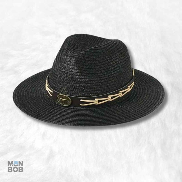 chapeau-cowboy-paille-homme-noir-1 Chapeau Cowboy Paille Noir pour homme
