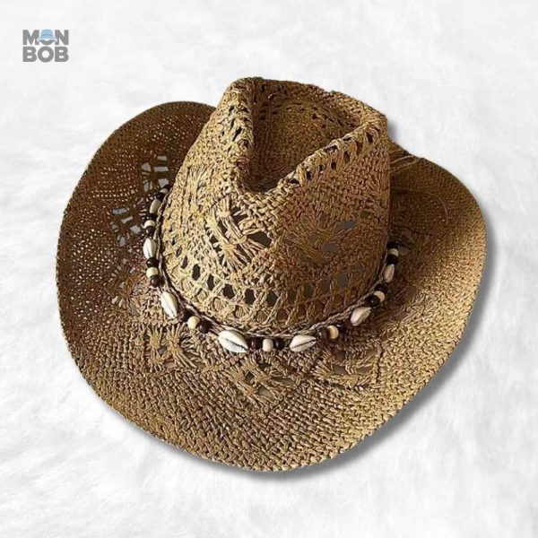 Chapeau Cowboy en Paille marron, style décontracté