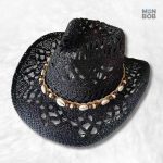 Chapeau Cowboy en Paille noir élégant et stylé