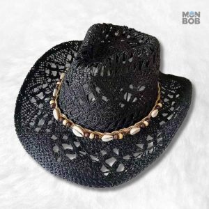 Chapeau Cowboy en Paille noir élégant et stylé