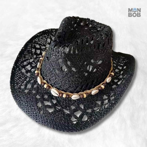 Chapeau Cowboy en Paille noir élégant et stylé