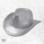 Chapeau cowboy en paillettes argentées pour femme