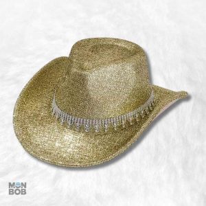 Chapeau cowboy paillette doré pour femme