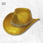 Chapeau cowboy paillette jaune pour femme