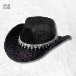 Chapeau Cowboy noir à paillettes pour femme