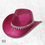 Chapeau cowboy rose pailleté pour femme
