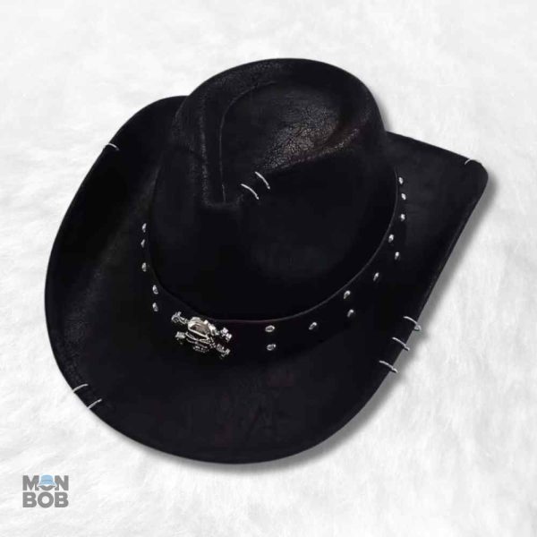 Chapeau Cowboy Tête de Mort noir pour un style audacieux