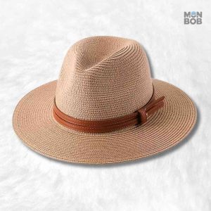 Chapeau de paille Fedora beige élégant pour l'été