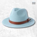Chapeau de Paille Fedora bleu ciel élégant et léger