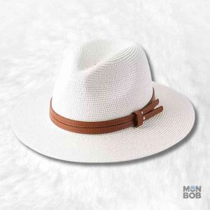 Chapeau de Paille Fedora crème élégant pour un look d'été