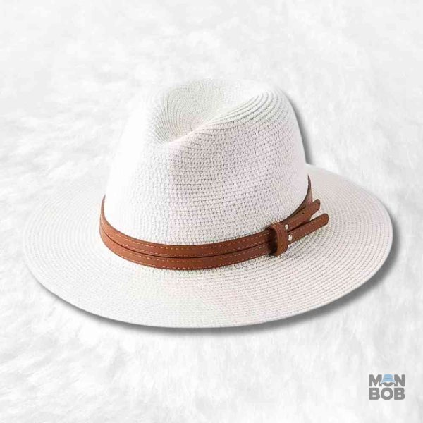 Chapeau de Paille Fedora crème élégant pour un look d'été