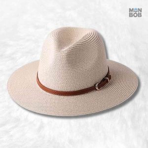 Chapeau de Paille Fedora Femme beige élégant