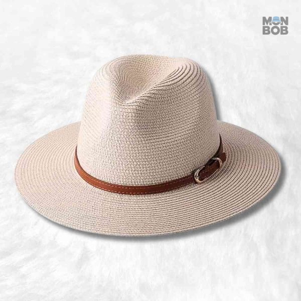 Chapeau de Paille Fedora Femme beige élégant