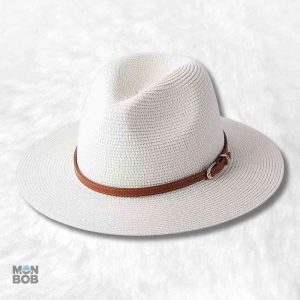Chapeau de Paille Fedora Femme crème élégant et stylé