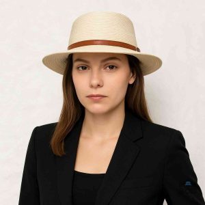 Chapeau de Paille Fedora pour femme en teinte crème