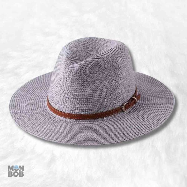 Chapeau de paille fedora femme gris élégant et tendance
