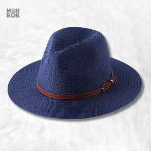 Chapeau de Paille Fedora Femme marine élégant et stylé