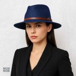 Chapeau de Paille marine pour femme, style Fedora chic