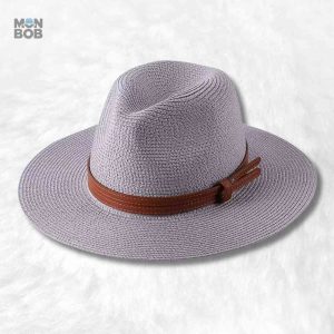 Chapeau de Paille Fedora gris élégant pour un look estival