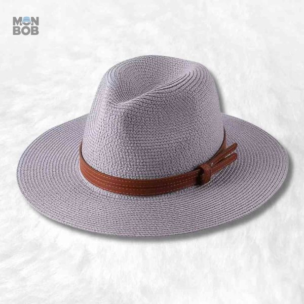 Chapeau de Paille Fedora gris élégant pour un look estival