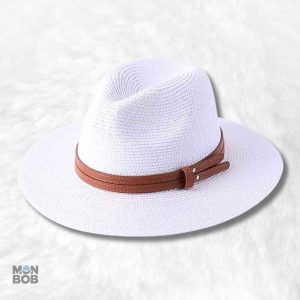 Chapeau de Paille Fedora Homme blanc élégant