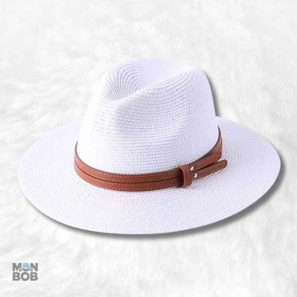 Chapeau de Paille Fedora Homme blanc élégant