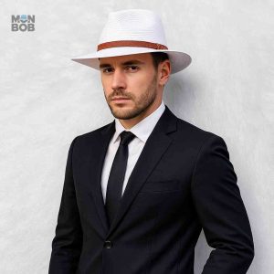 Chapeau en paille style fedora pour homme