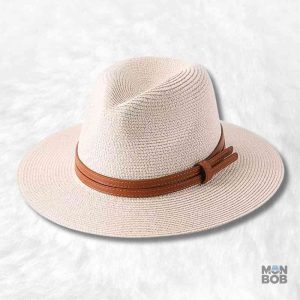 Chapeau de Paille Fedora Homme crème élégant et stylé