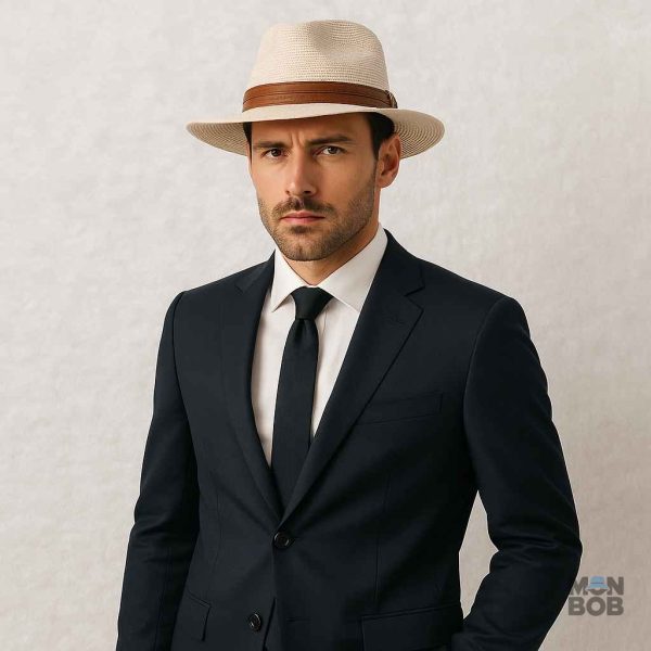 Chapeau de Paille crème pour homme, accessoire tendance d'été