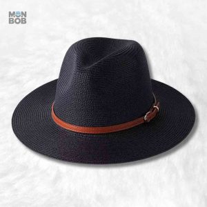 Chapeau de paille Fedora homme noir élégant et stylé