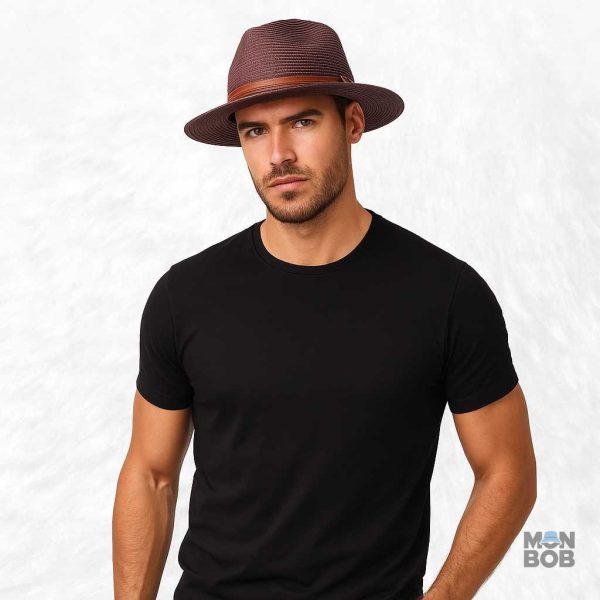 Chapeau Fedora en paille marron pour un look décontracté