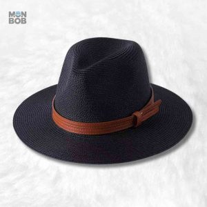 Chapeau de Paille Fedora noir élégant pour un look estival