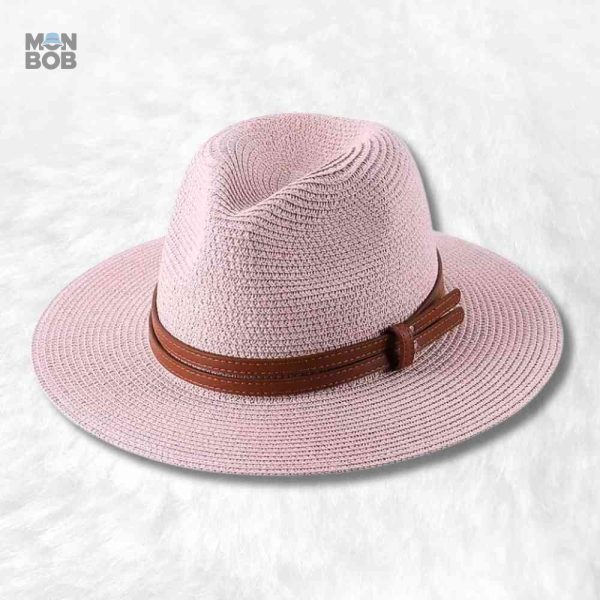 Chapeau de paille Fedora rose élégant pour l'été